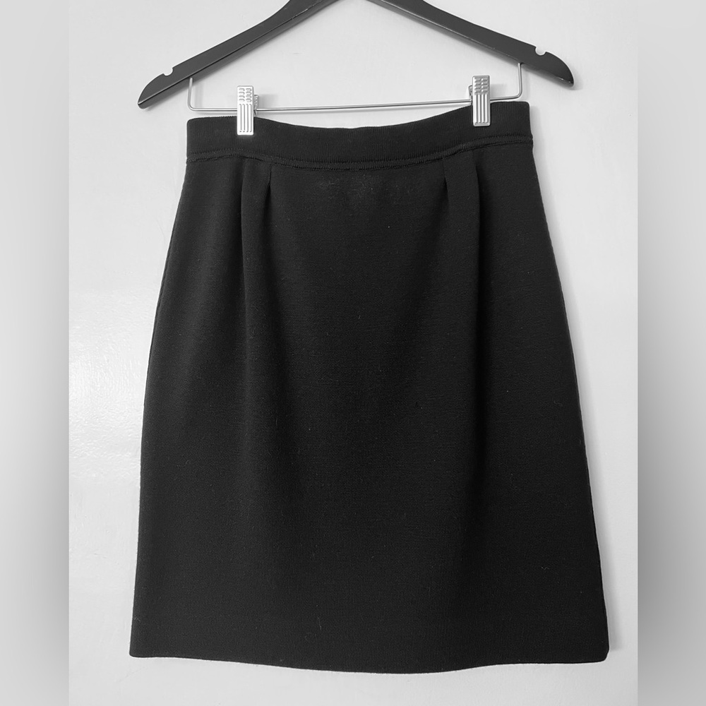 Escada Black Wool Knee Length Skirt - size 36